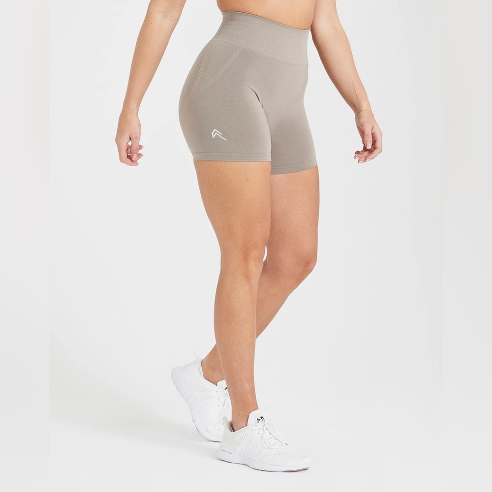 Oner Active Women's High-Waist Athletic Bike Shorts in Taupe